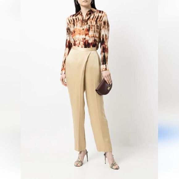 Polo Ralph Lauren Wrap-style Tapered Trousers in Gold Size 0 - Picture 1 of 12